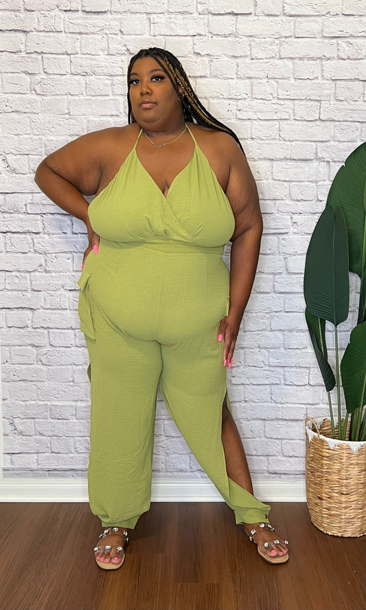 Plus size lime green jumpsuit shop