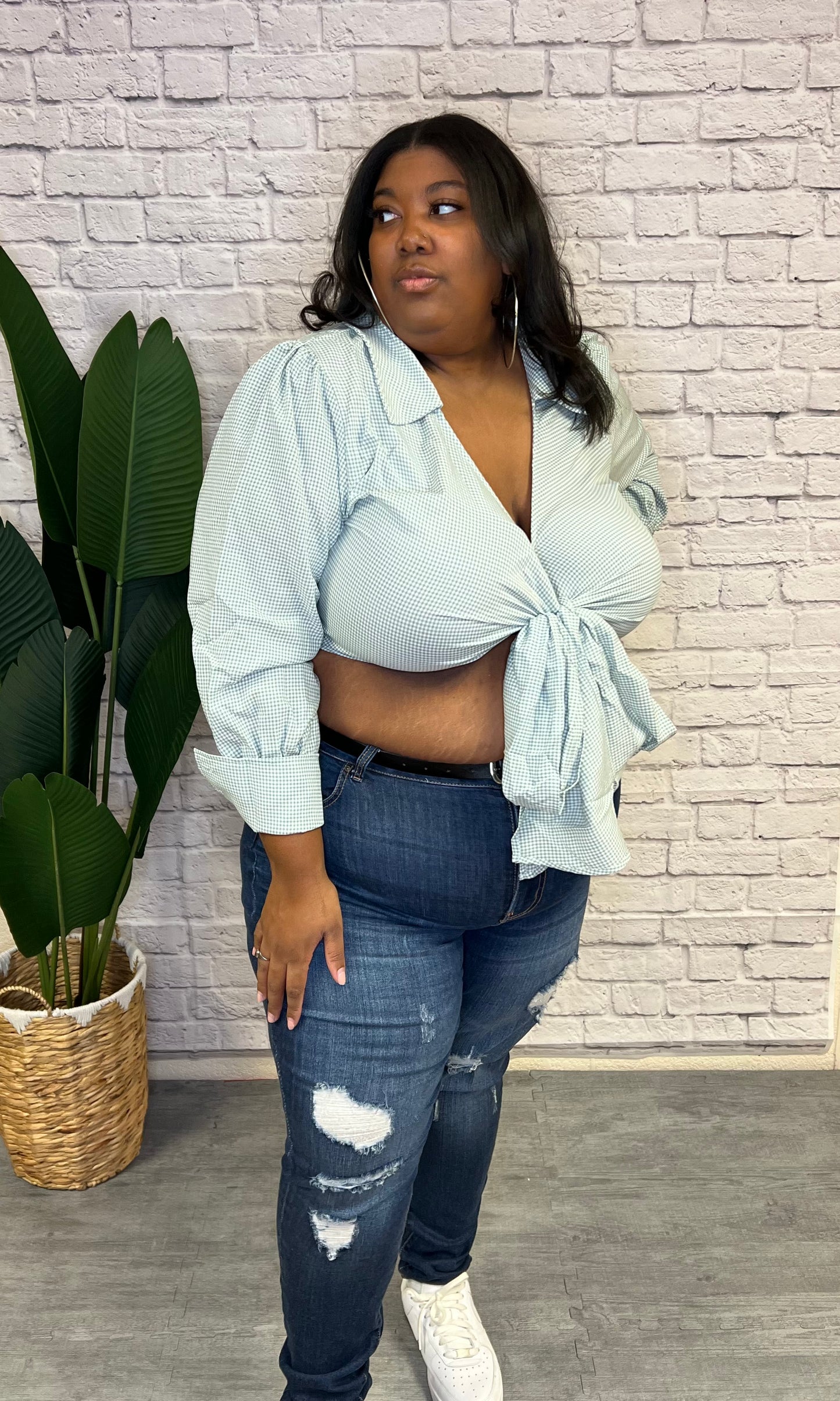 Kansas Tie Front Crop Top • Curve
