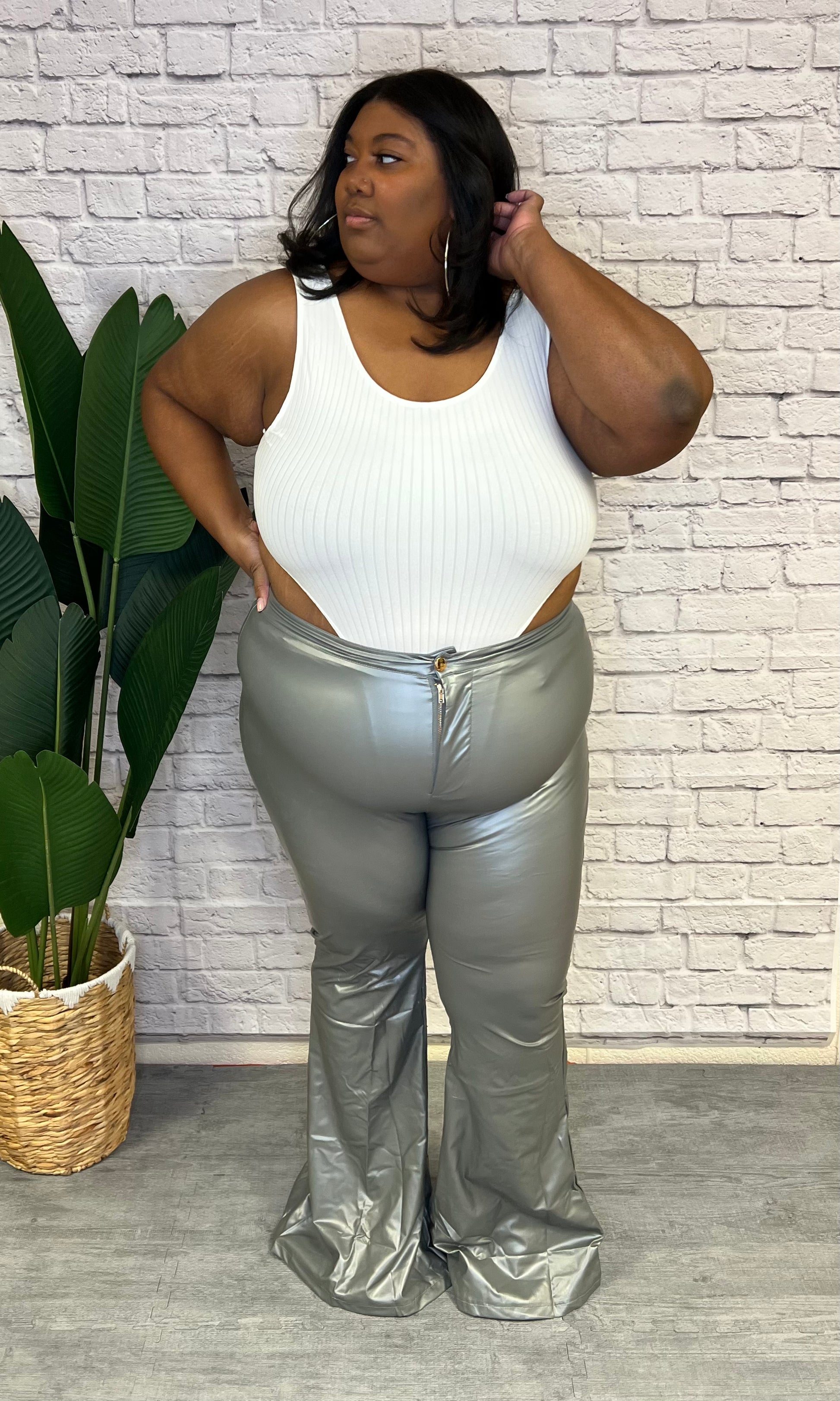 Faux leather pants plus online